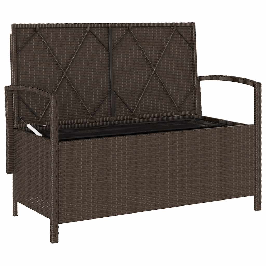 Gartenbank mit Stauraum und Kissen Schwarz Poly Rattan
