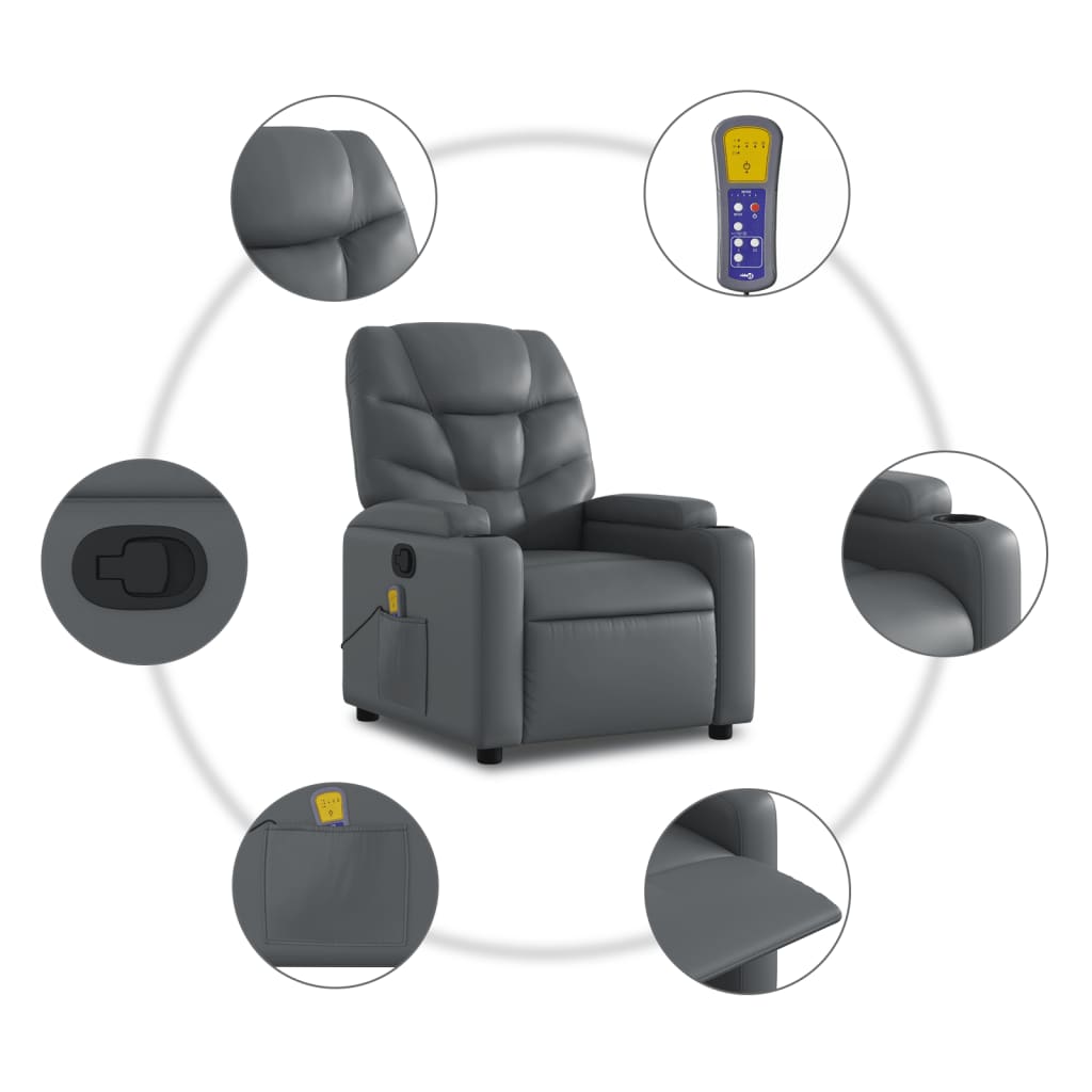 Massage-Relaxsessel, Kunstleder, Schwarz
