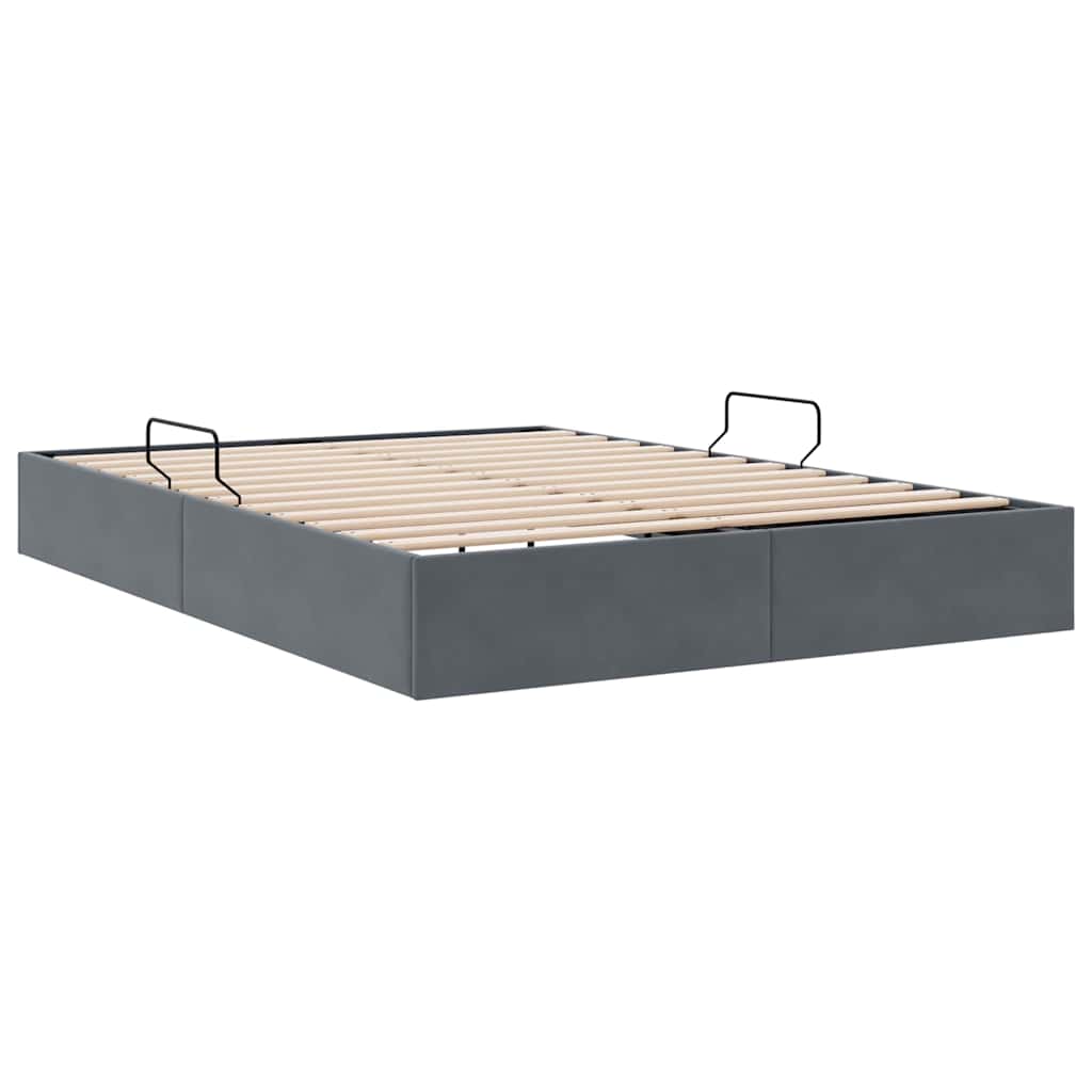 Aufbewahrungsbett mit Matratze Dunkelgrau 100 x 190 cm Samt