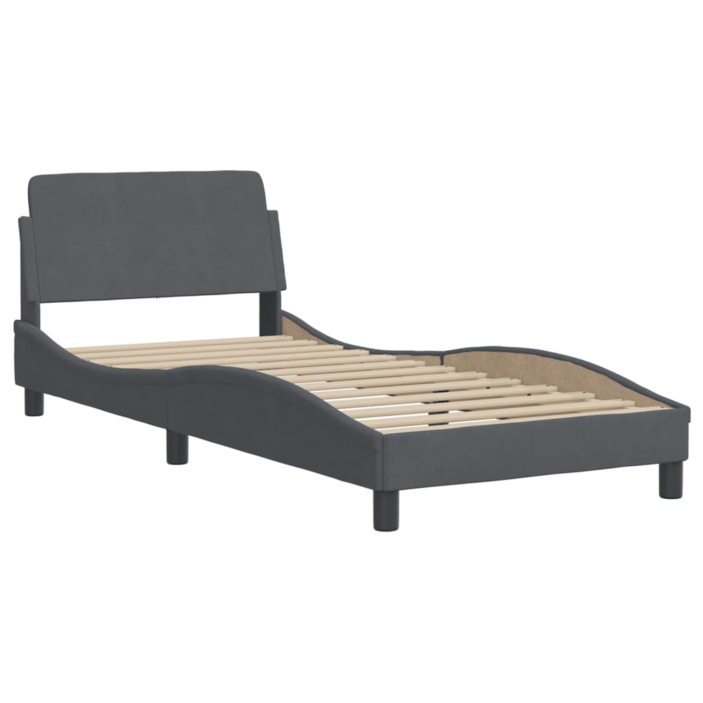Bett mit Matratze "Dover" Hellgrau 80x200 cm Samt