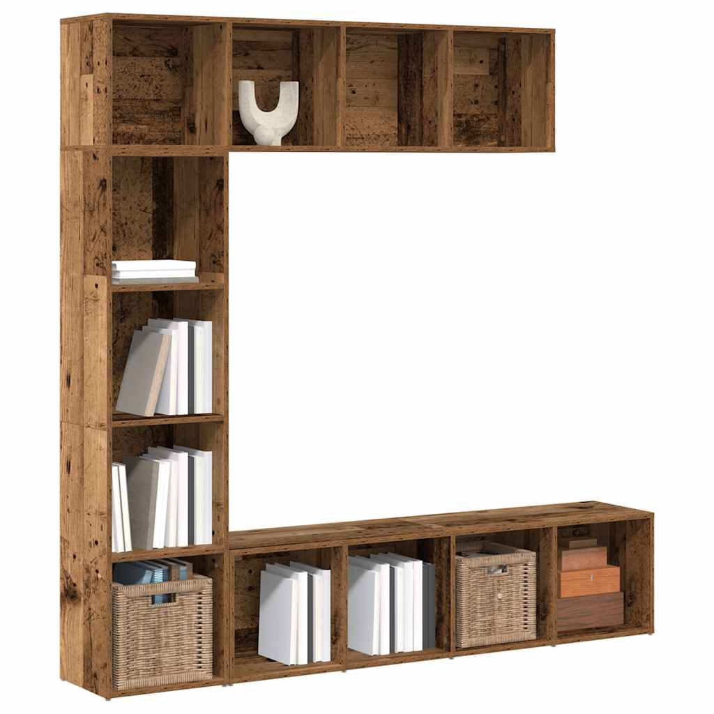 3-tlg. Bücher-/TV-Schrank Set Weiß 180×30×180 cm