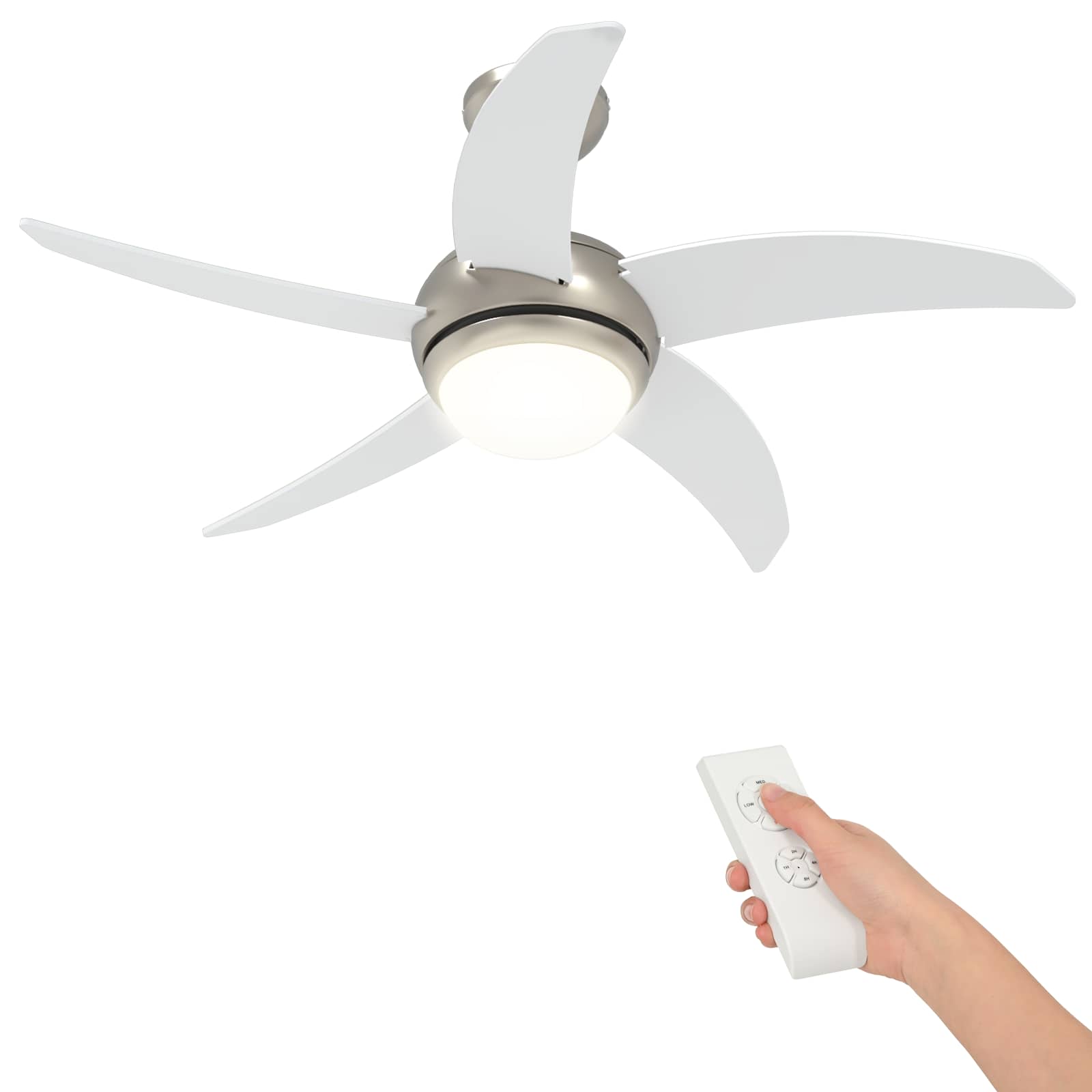 Deckenventilator mit Licht und Fernbedienung Ø 130 cm Weiß