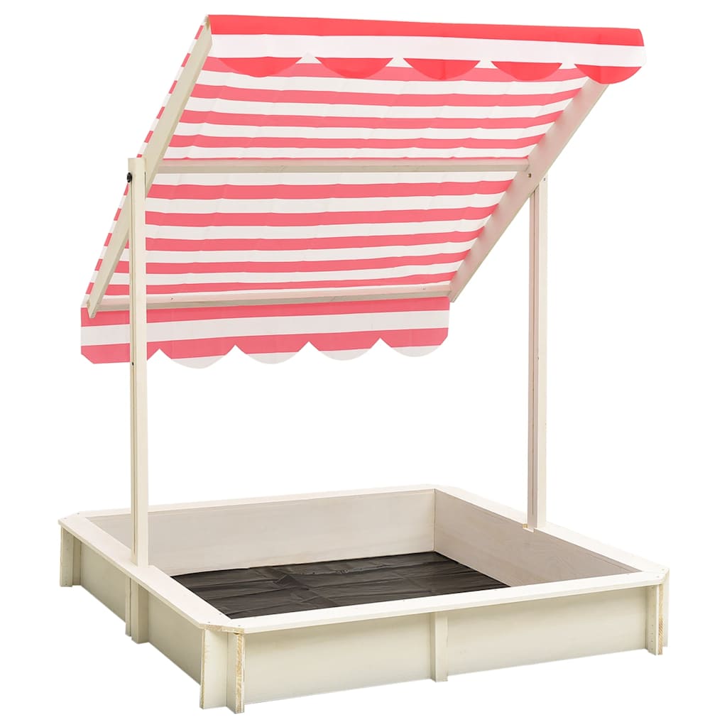 Sandkasten mit Verstellbarem Dach Tannenholz 115x115x115 cm