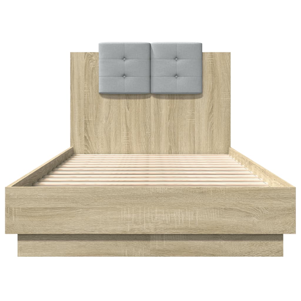 Bettgestell mit Kopfteil Grau Sonoma 180x200 cm Holzwerkstoff