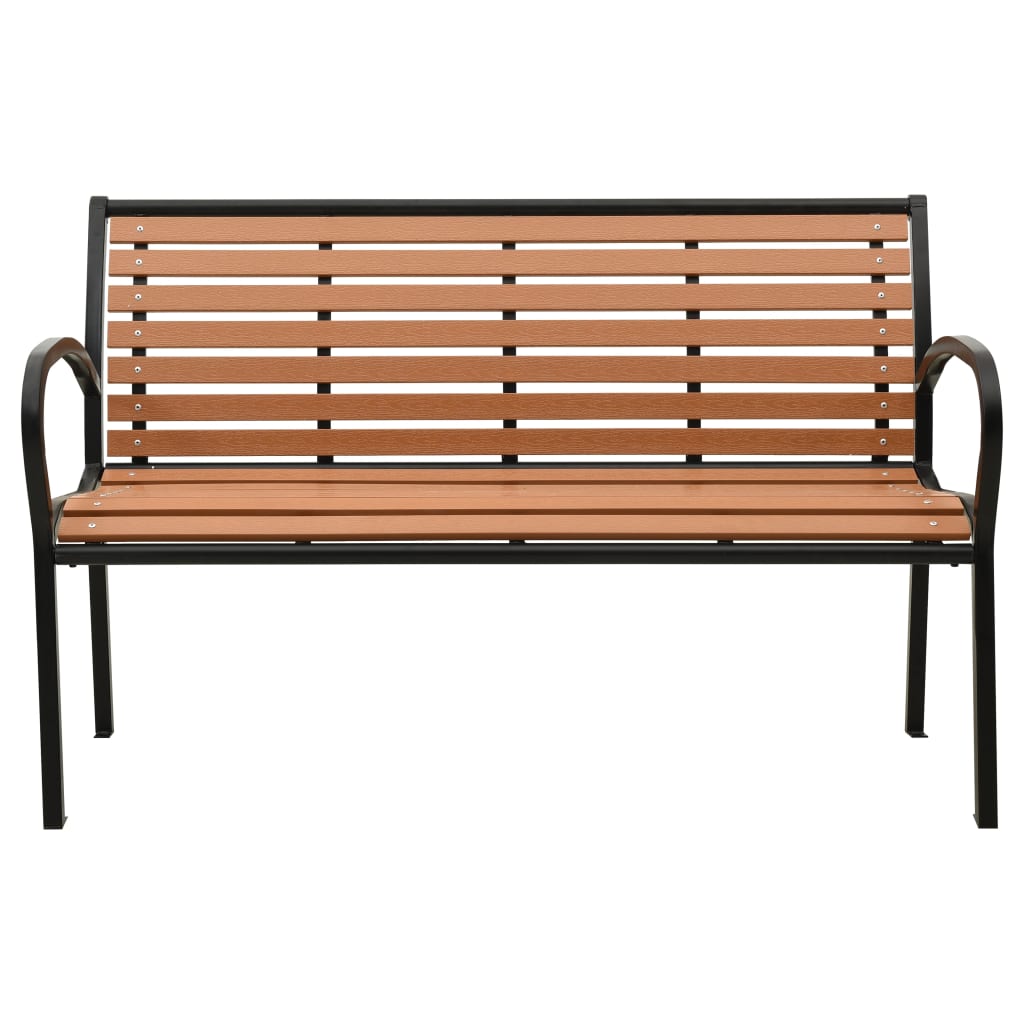 Gartenbank Schwarz 116 cm Stahl und WPC