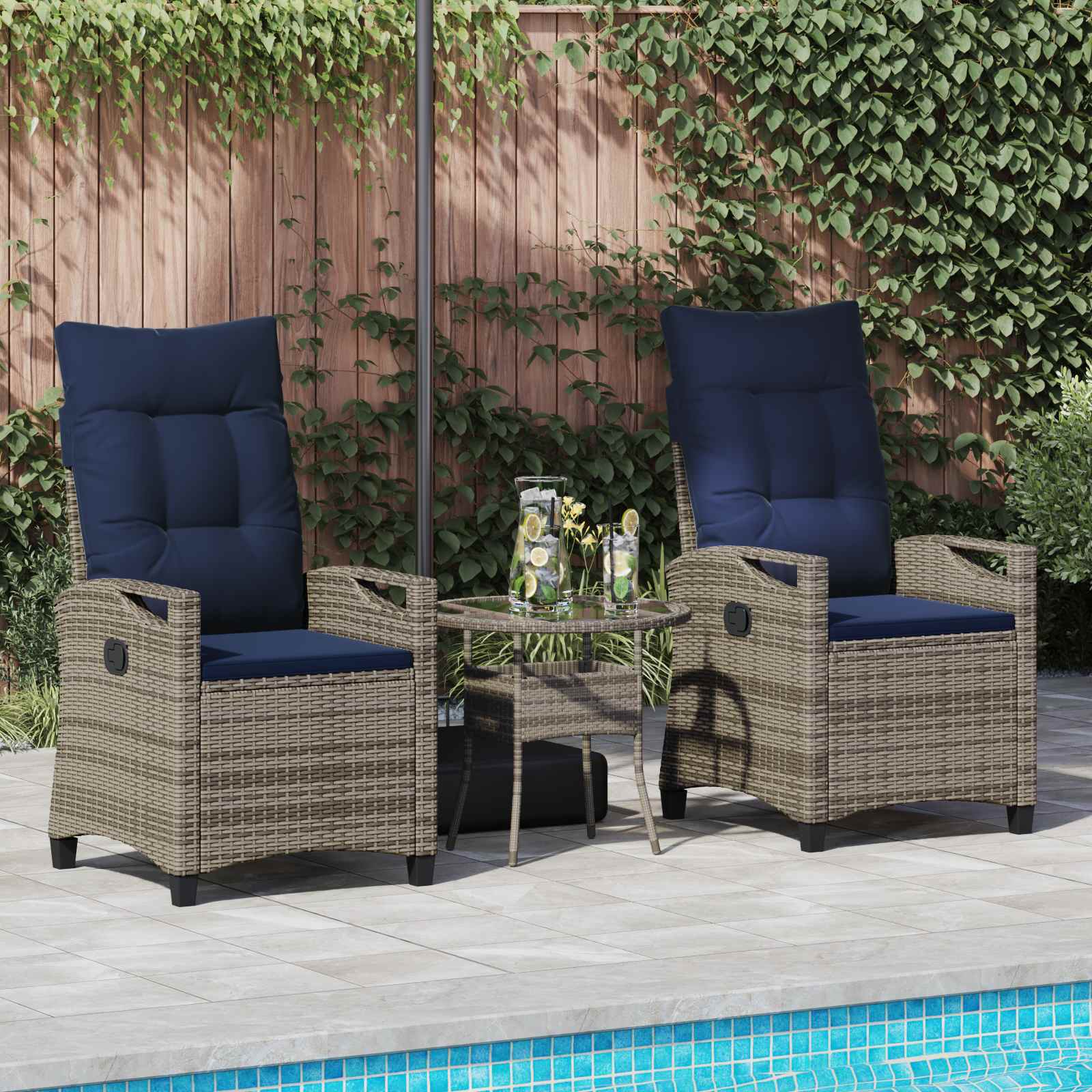 Gartenstuhl 2 pcs Schwarz 56 x 64 x 94 cm Stahl und Polyester