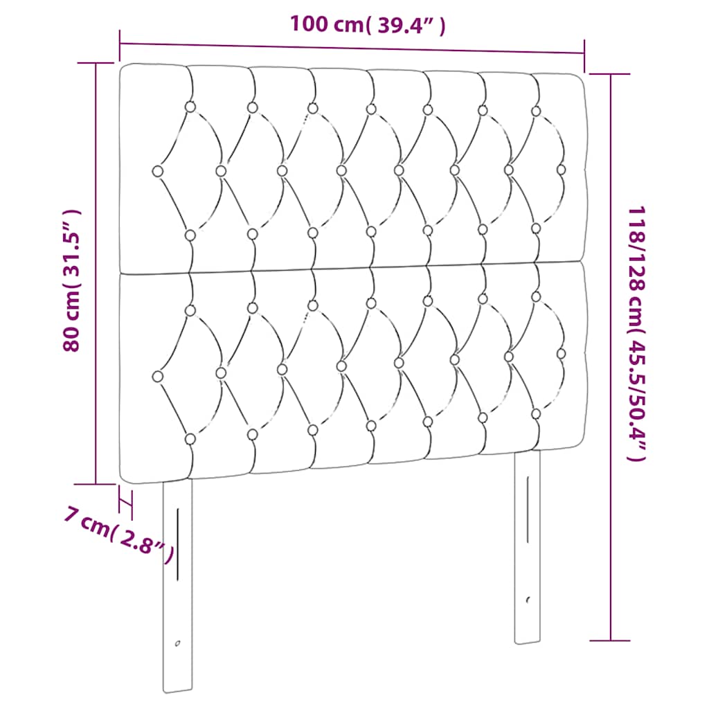 Kopfteil Hellgrau 80x7x118/128 cm Samt