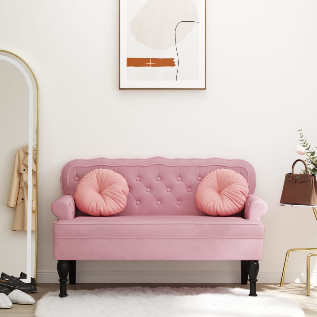 Sitzbank mit Rückenlehne Dunkelgrau 119,5x64,5x75 cm Samt