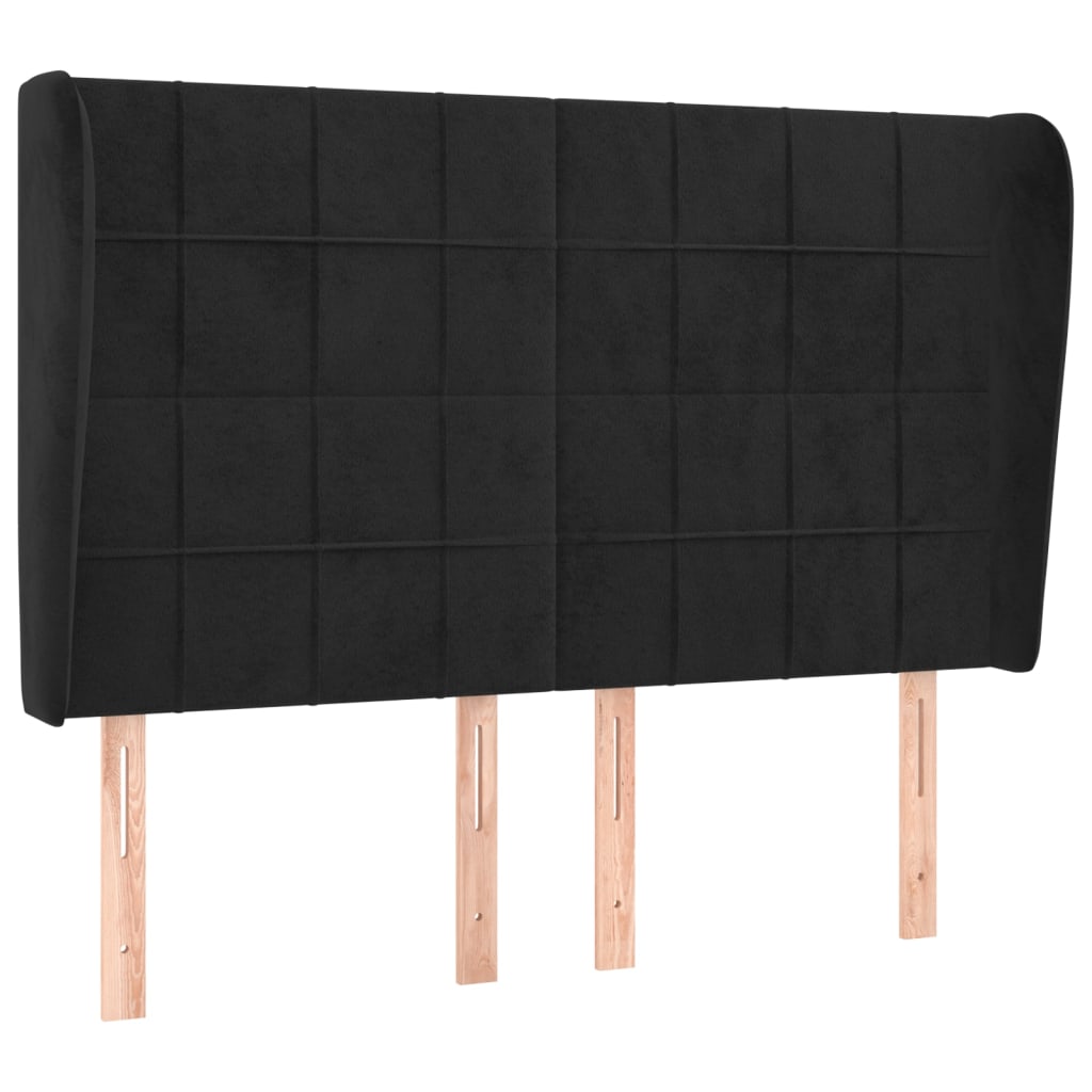 Kopfteil mit Ohren Dunkelblau 93x23x78/88 cm Samt