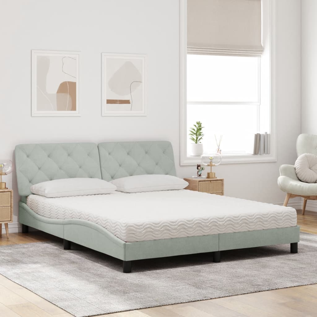 Bett mit Matratze Hellgrau 80x200 cm Samt