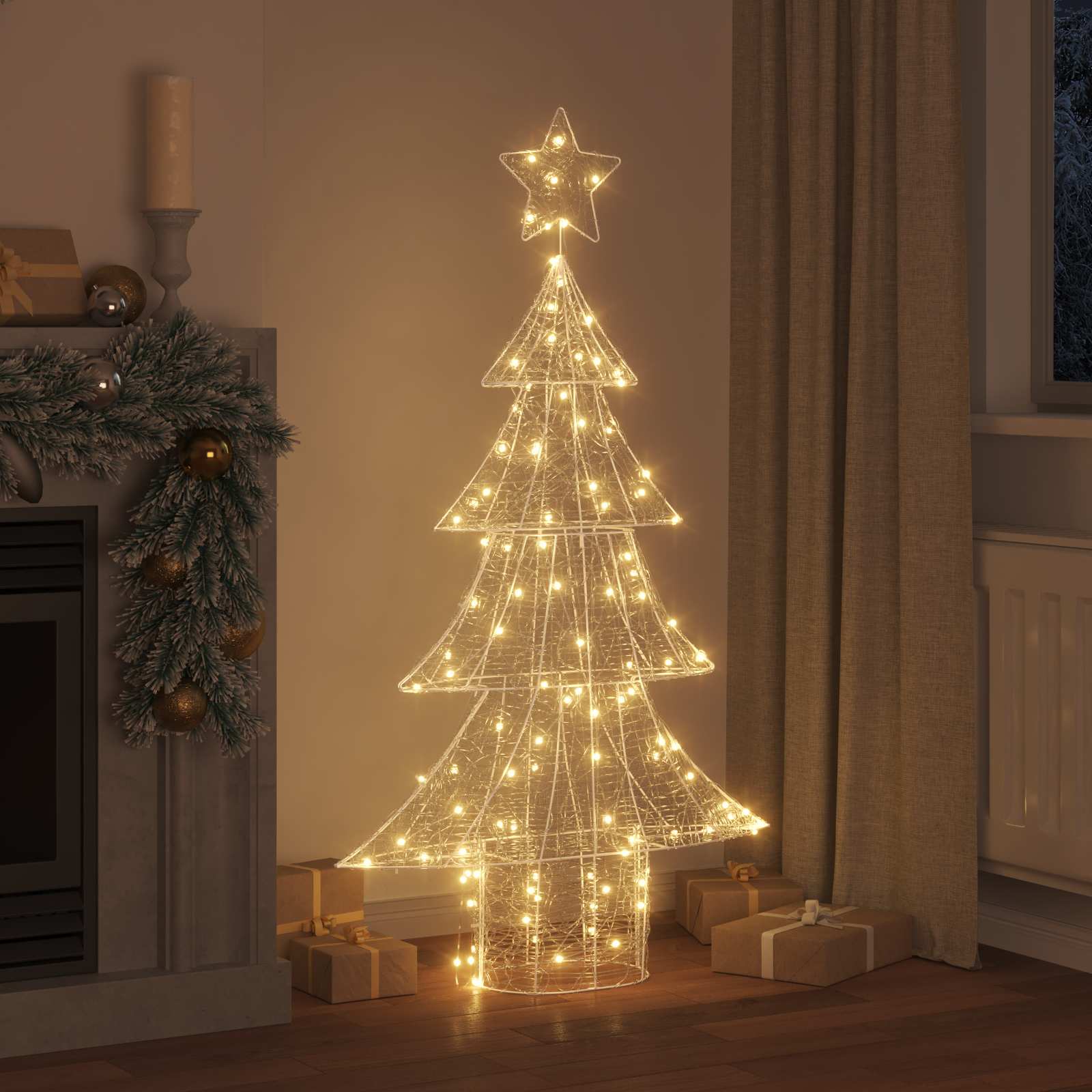 Weihnachtsbaum mit 100 LEDs Warmweiß 120 cm Acryl