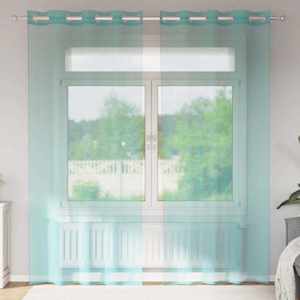 Voile Vorhänge mit Ösen 2 Stk. Apfelgrün 140x140 cm