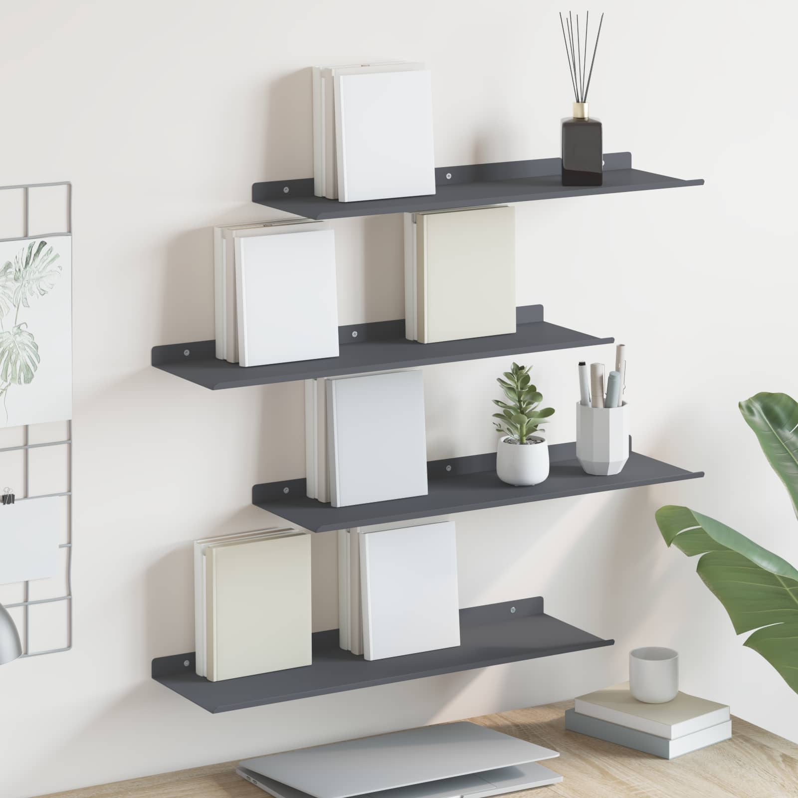 Schwebendes Regal 3 pcs Schwarz 40 x 9 x 2,5 cm Stahl