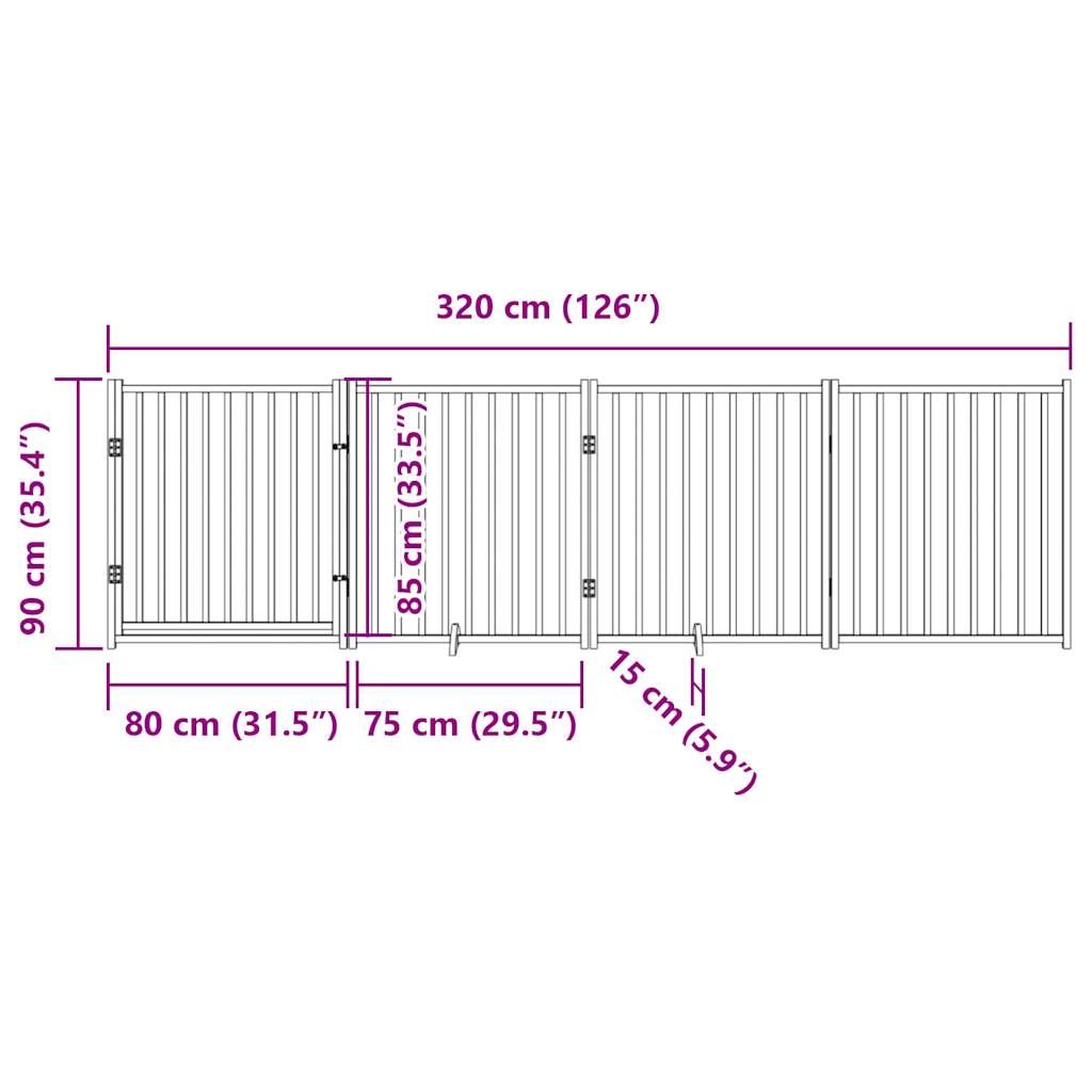 3-tlg. Hundetor Faltbar 150 cm Massivholz Tanne