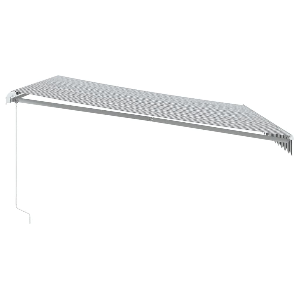 Markise Manuell Einziehbar mit LED 300x250 cm Blau und Weiß