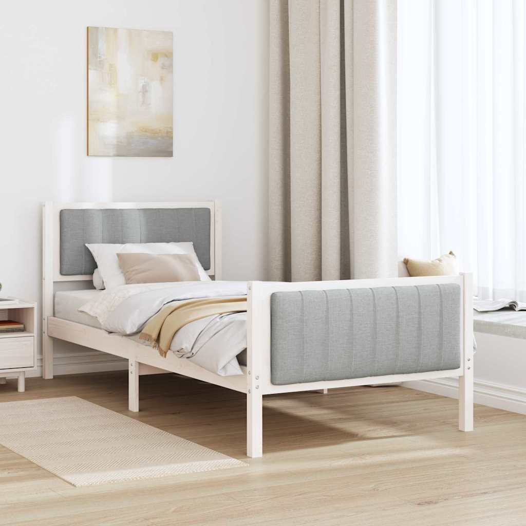 Bettgestell Braun und hellgrau 200 x 200 cm Massivholz Kiefer