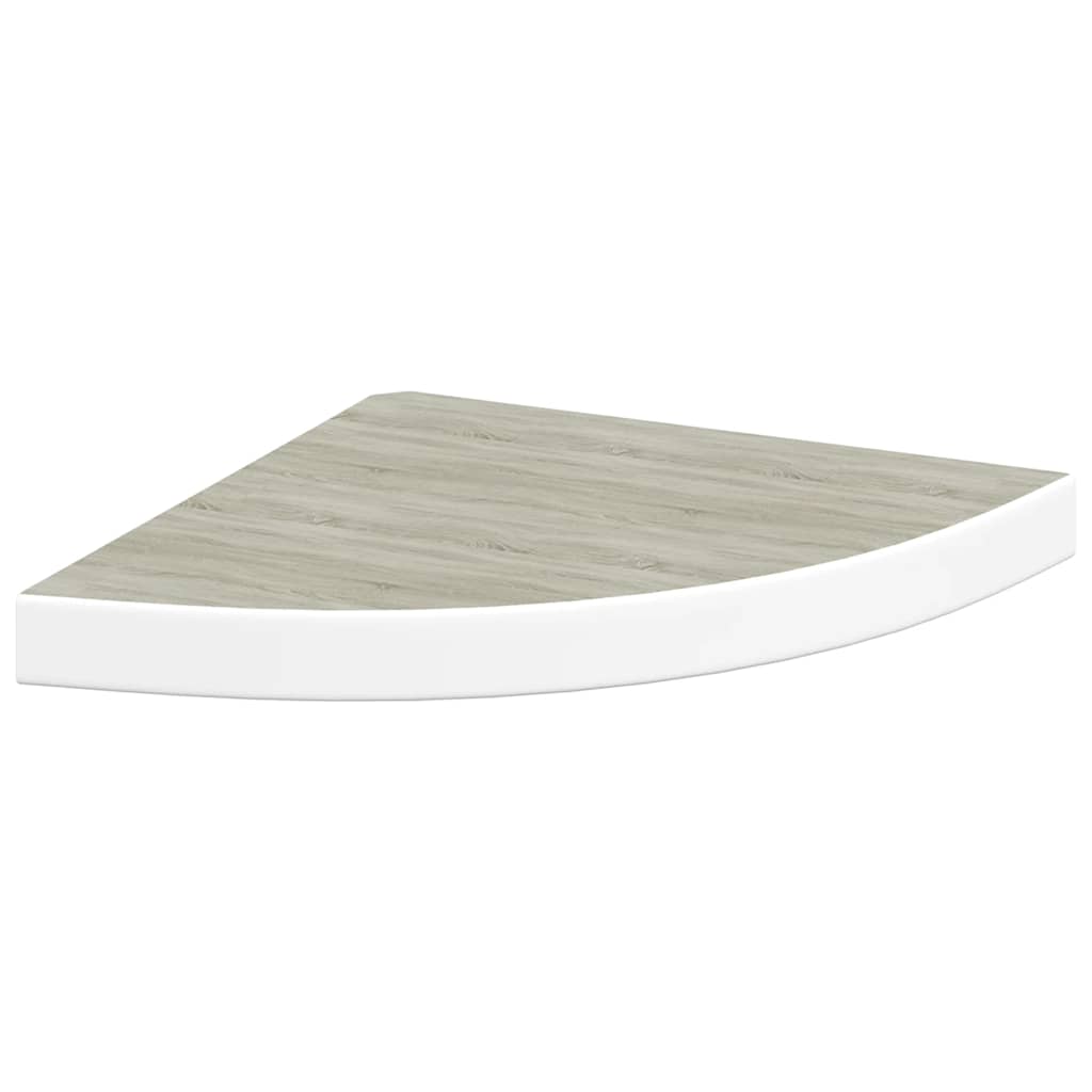 Schwebende Eckregale 2 Stk. Hochglanz-Weiß 25x25x3,8 cm MDF