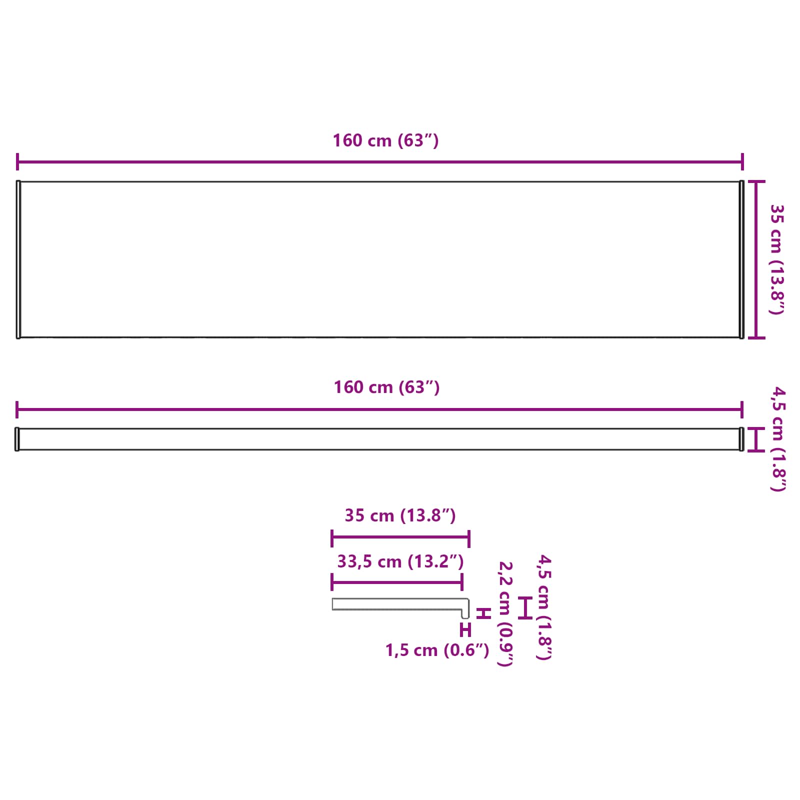 Fensterbank Weiß 60 x 10 x 4,5 cm PVC