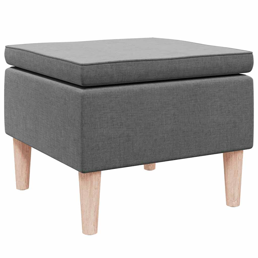 Hocker mit Holzbeinen Schwarz Stoff