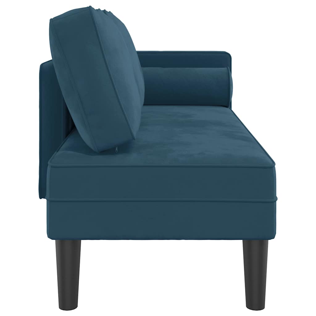 Chaiselongue mit Kissen Blau Samt