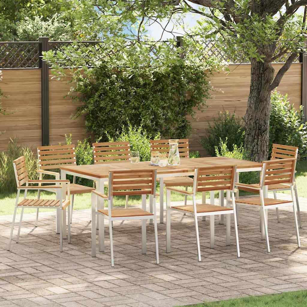 Gartenstuhl 6 pcs Massives Akazienholz und Edelstahl