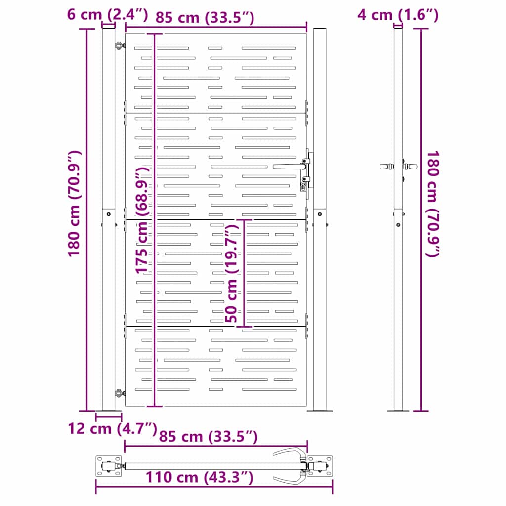 Gartentor 100x75 cm Cortenstahl Quadratisches Design