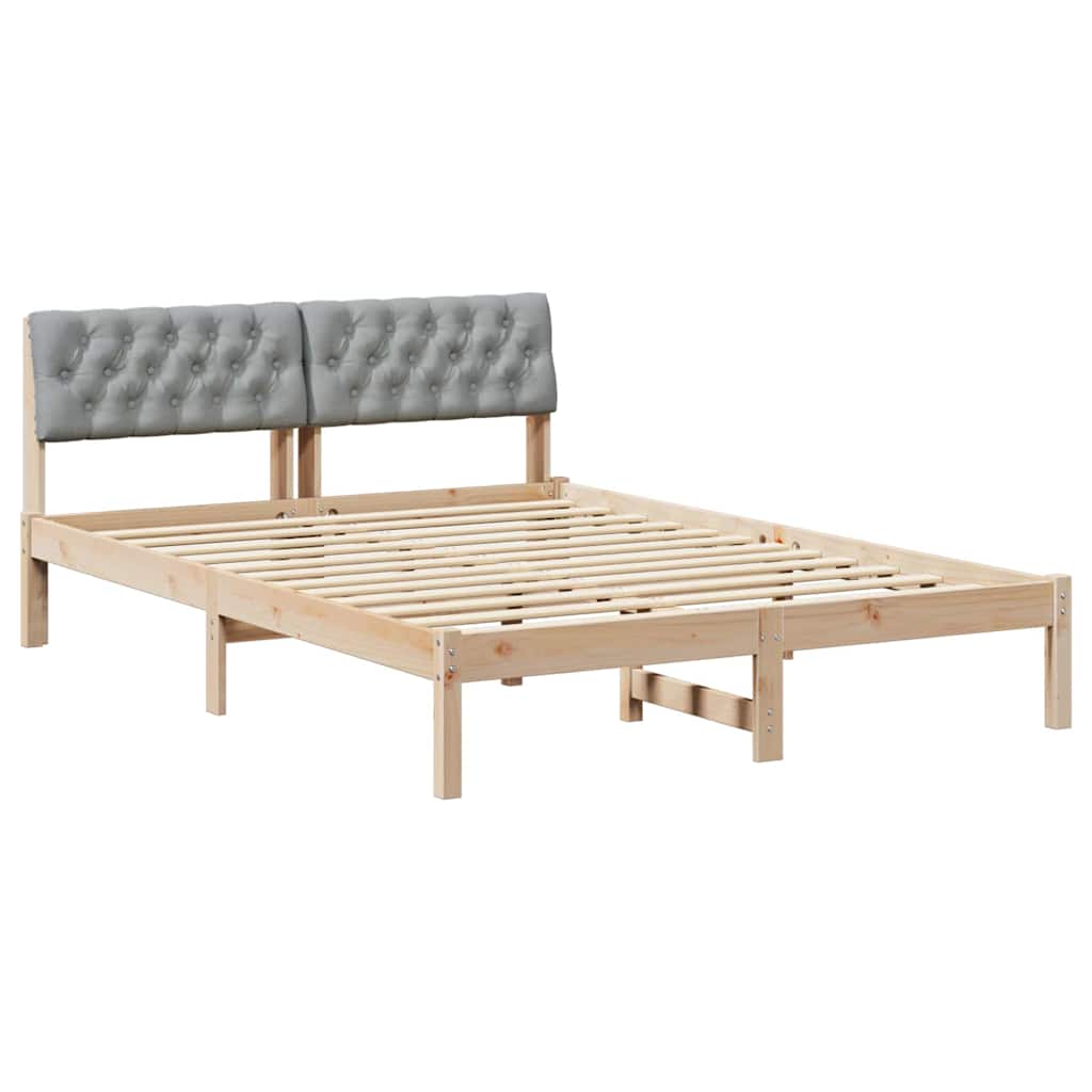 Bettgestell Braun und hellgrau 200 x 200 cm Massivholz Kiefer