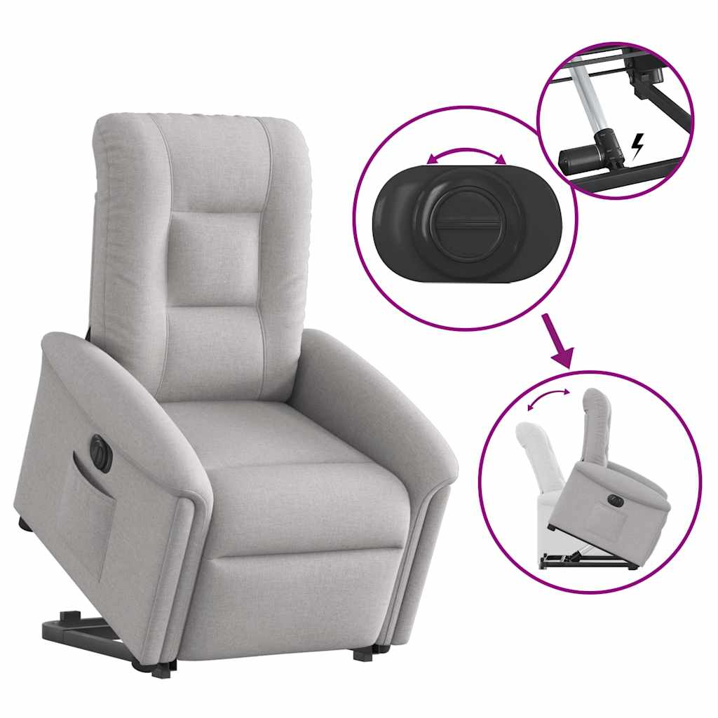 Massagesessel mit Aufstehhilfe Hellgrau Stoff
