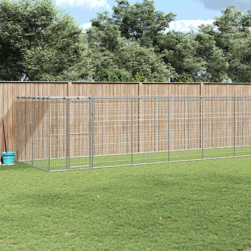 Outdoor-Hundezwinger mit Überdachung Stahl 7,26 m²