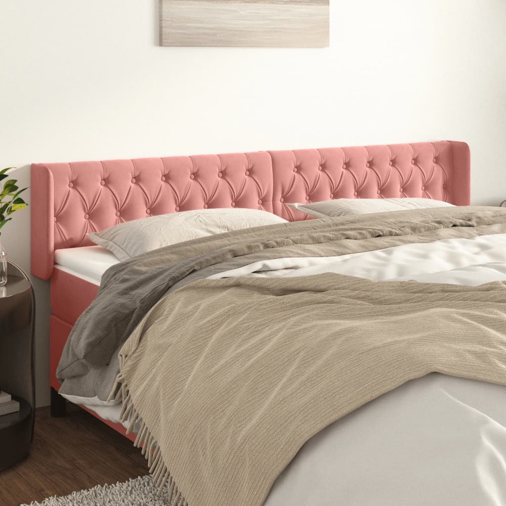 Kopfteil mit Ohren Dunkelblau 93x16x78/88 cm Samt