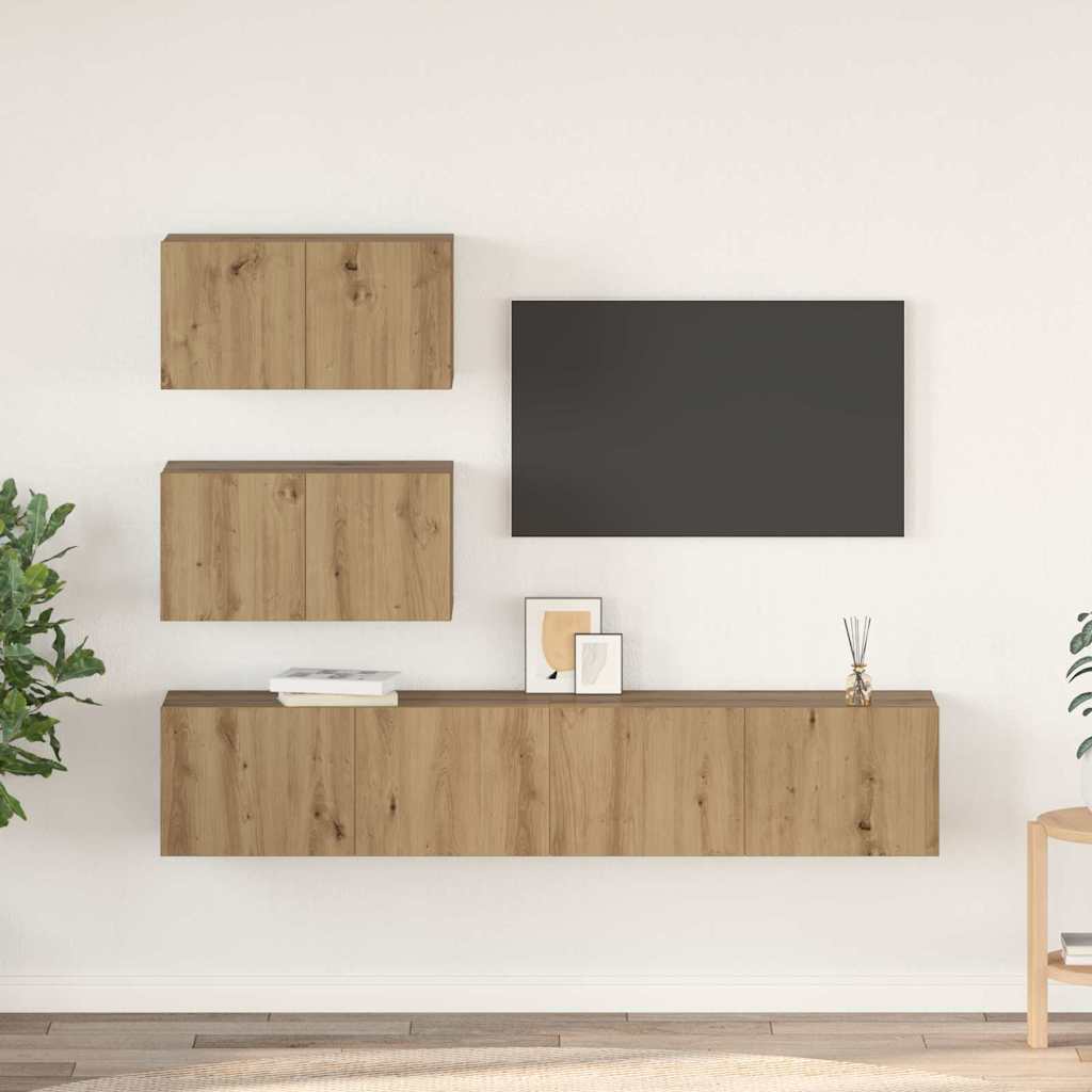 4-tlg. TV-Schrank-Set Weiß Holzwerkstoff