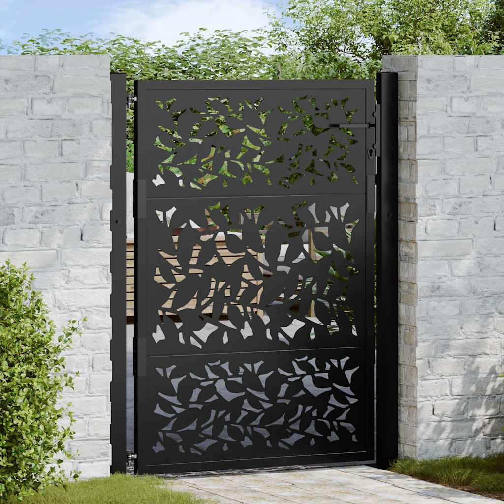 Gartentor Schwarz 100x100 cm Stahl Lichtdesign