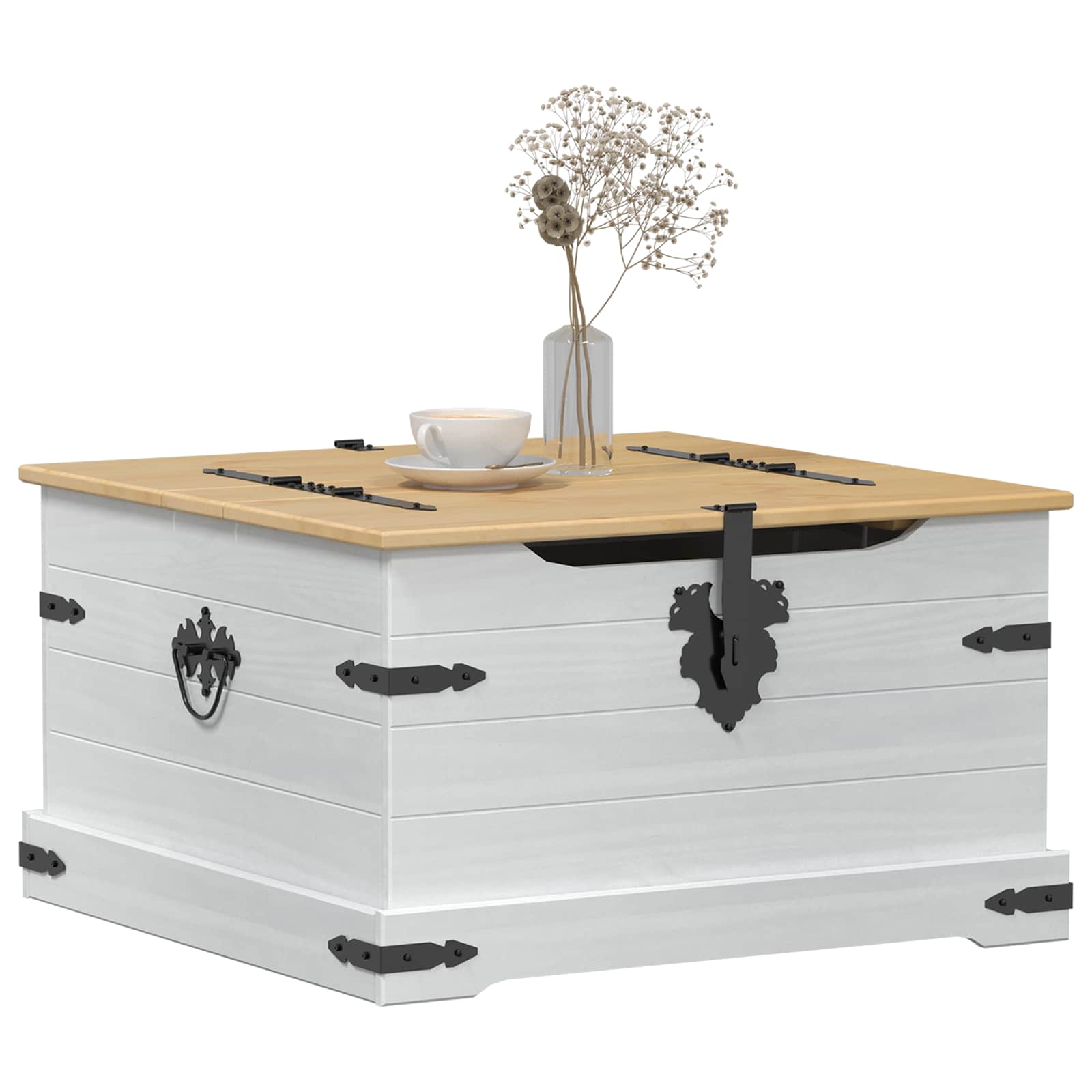Truhe Corona 78x78x45 cm Massivholz Kiefer
