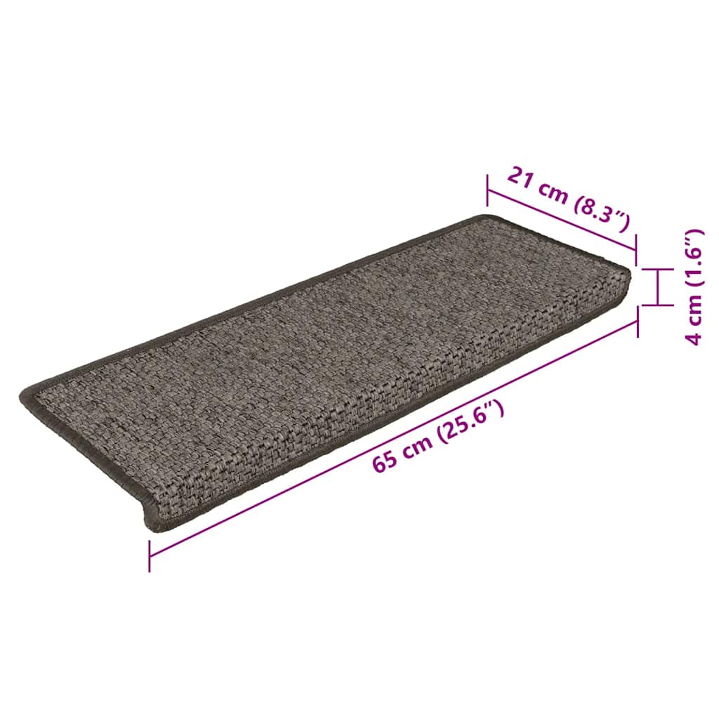Treppenmatten Selbstklebend Sisal-Look 15 Stk. 65x21x4 Platina