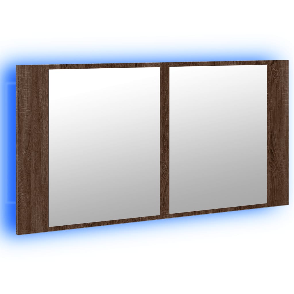 LED-Bad-Spiegelschrank Grau 90x12x45 cm Acryl
