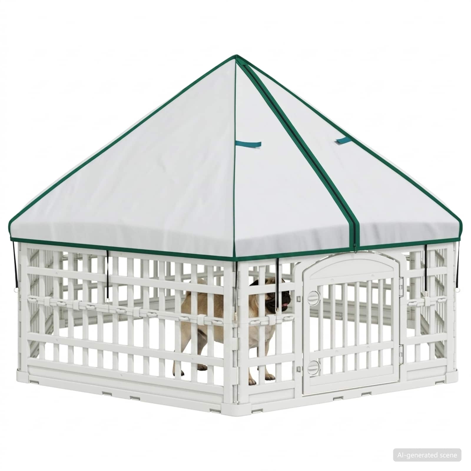 6-Panel-Hundespielplatz 122 x 106,5 x 40 cm Kunststoff Weiß