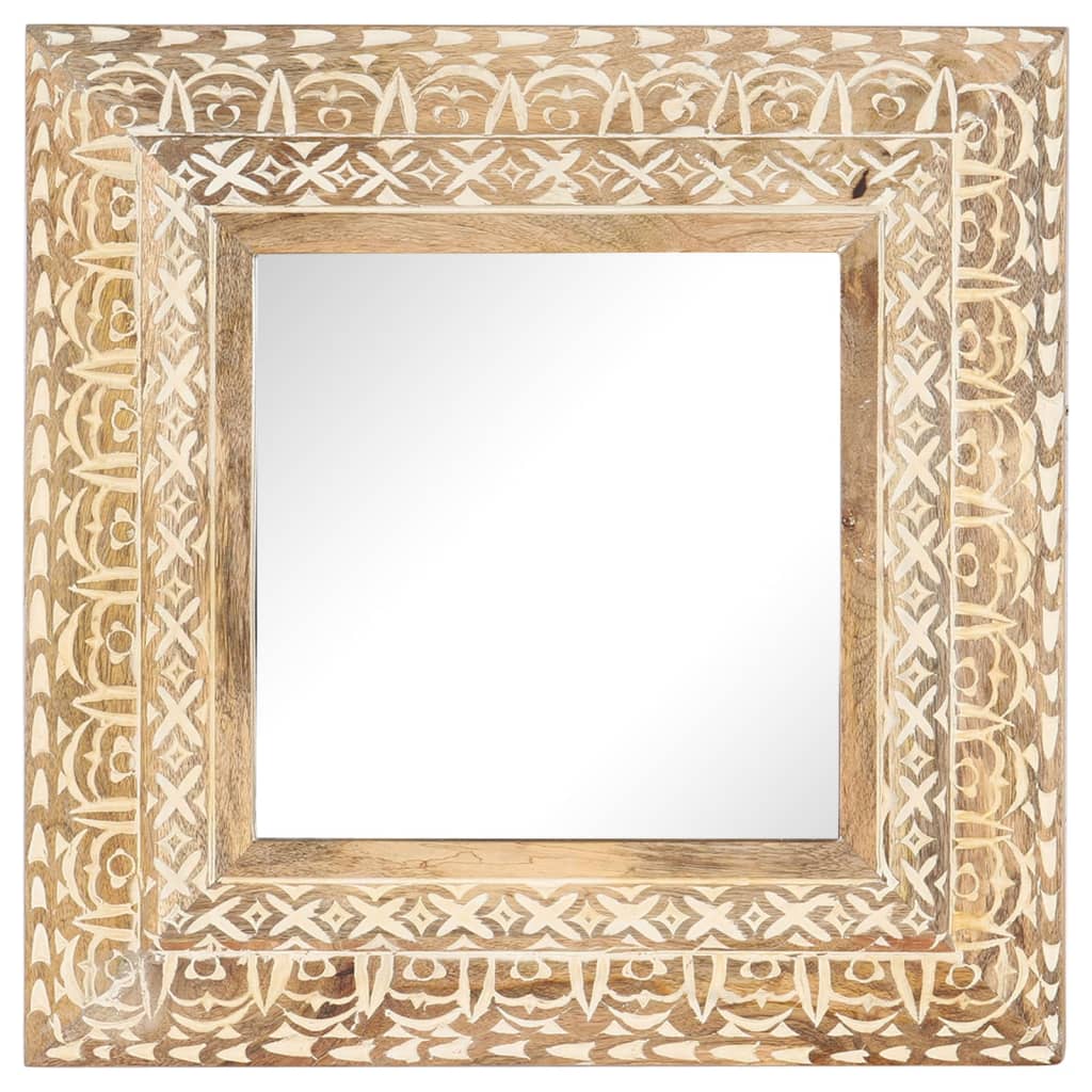 Spiegel Handgeschnitzt 50x50x2,6 cm Massivholz Mango