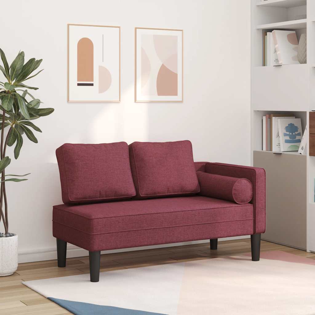 Chaiselongue mit Kissen Hellgrau Stoff