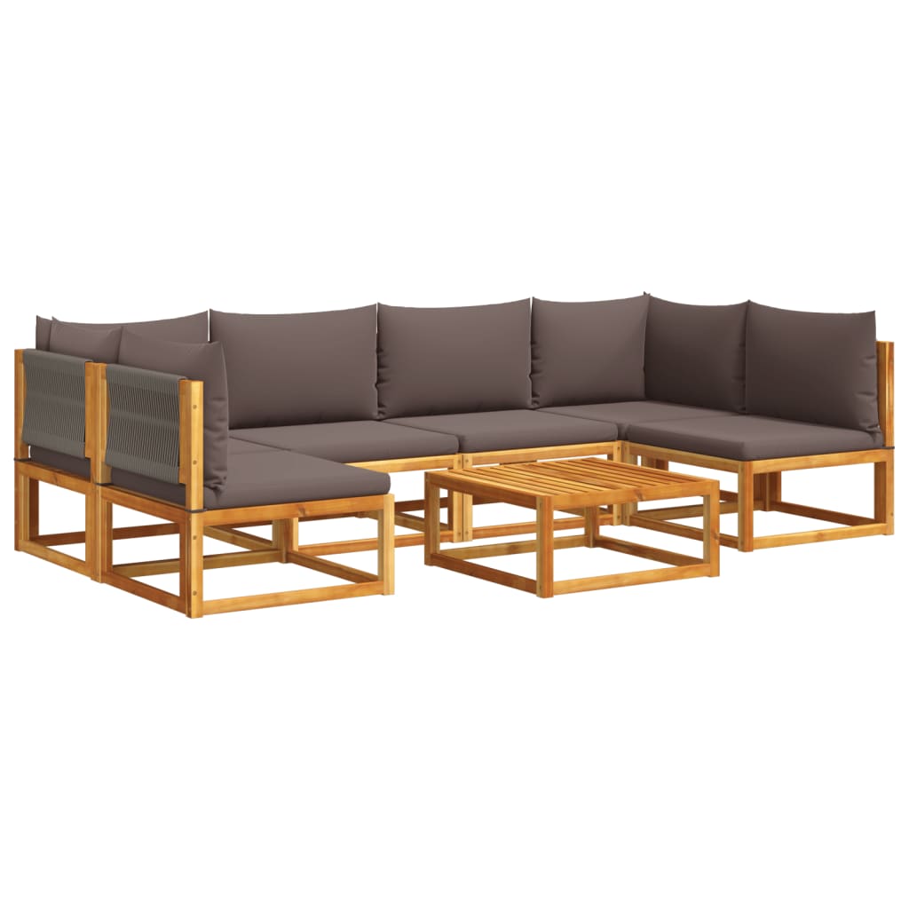 6-tlg. Gartensofa-Set mit Kissen Holz Akazie & Seil