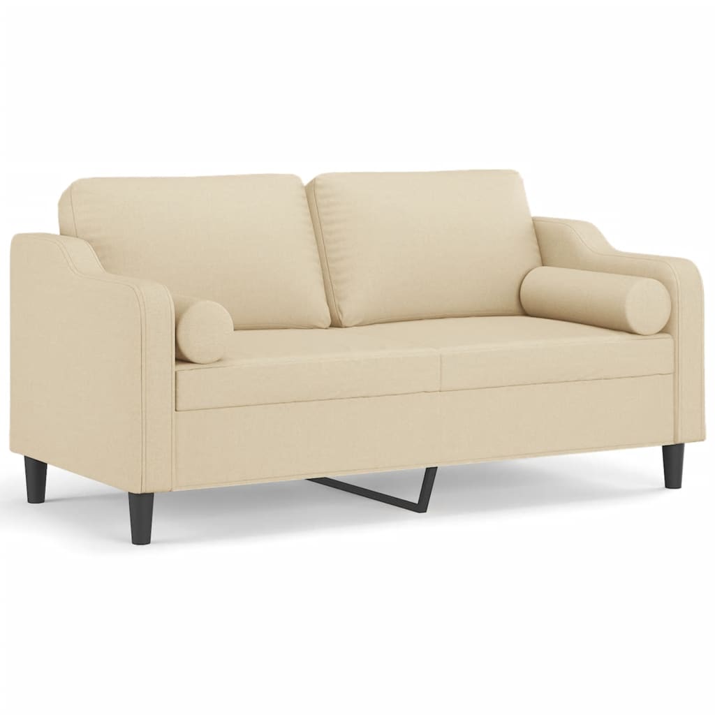 2-Sitzer-Sofa mit Zierkissen Braun 120 cm Stoff