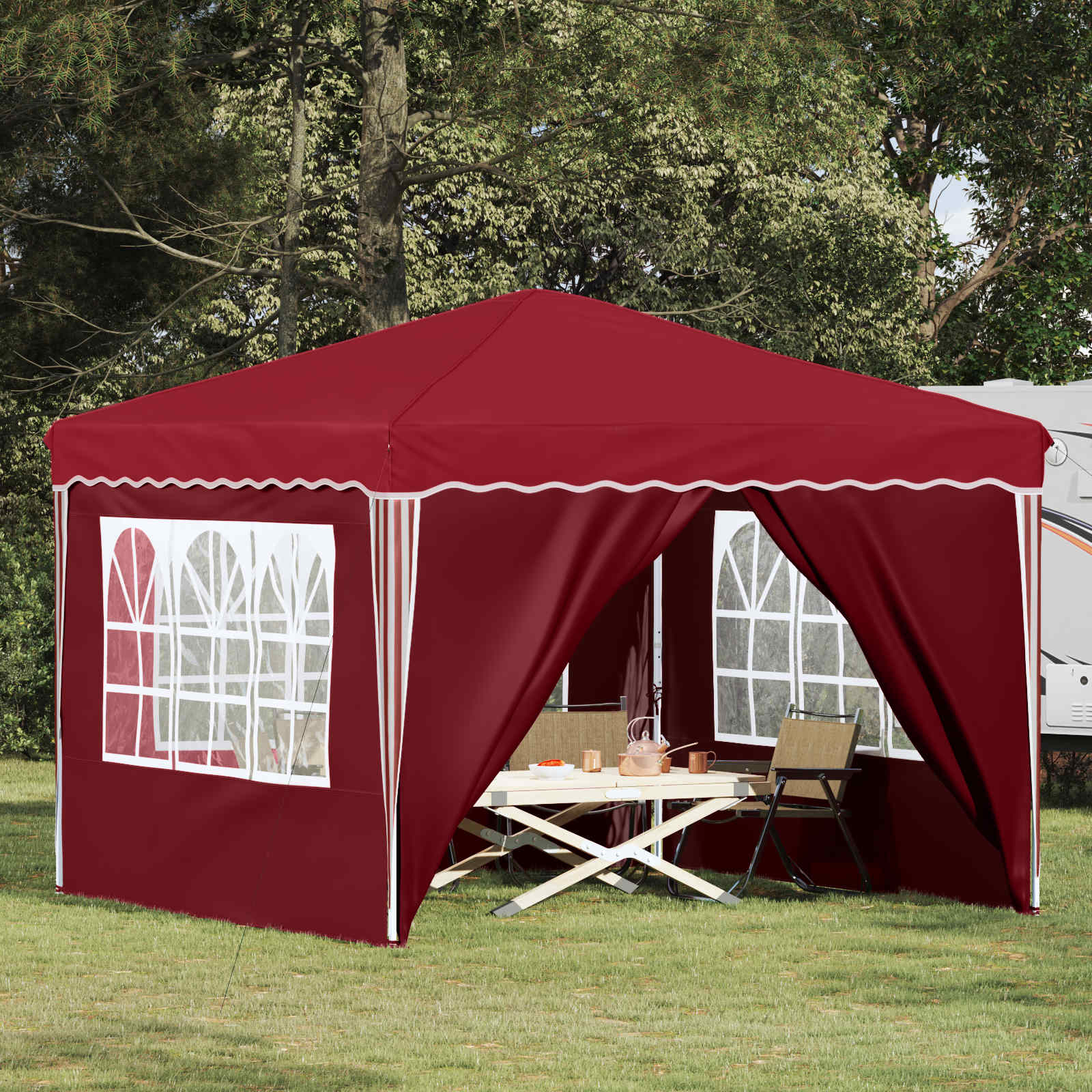 Pop-up Partyzelt 288 x 288 x 245 cm Creme Oxford-Stoff