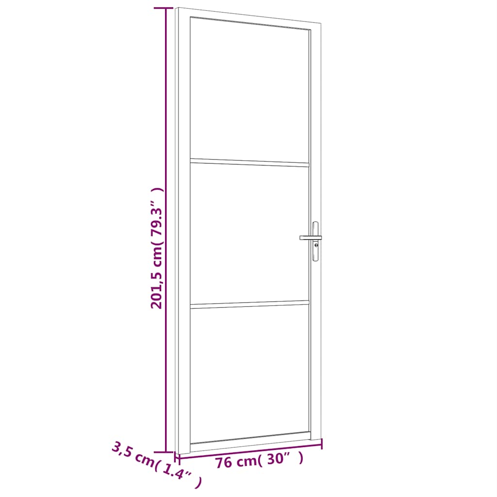 Innentür ESG Glas und Aluminium 76x201,5 cm Schwarz