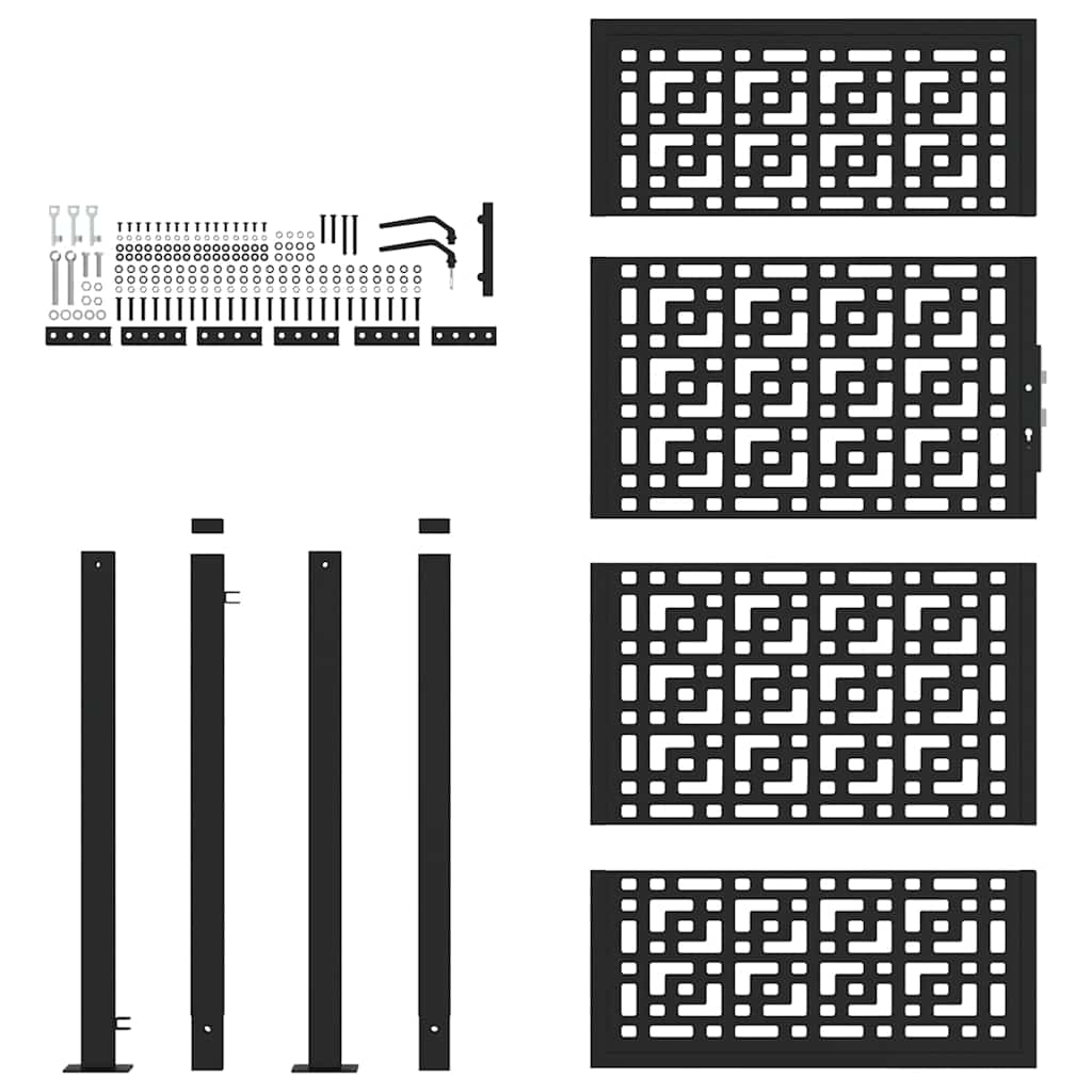 Gartentor Schwarz 100x100 cm Stahl Lichtdesign