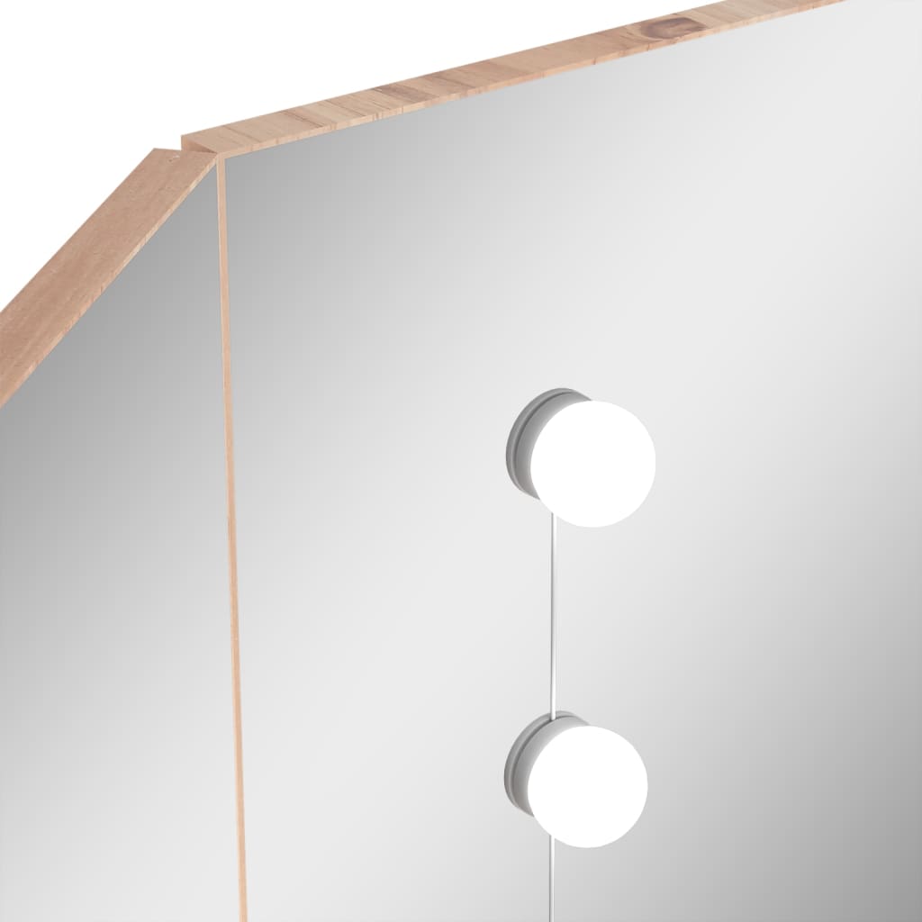 Eck-Schminktisch mit LED Grau 111x54x141,5 cm