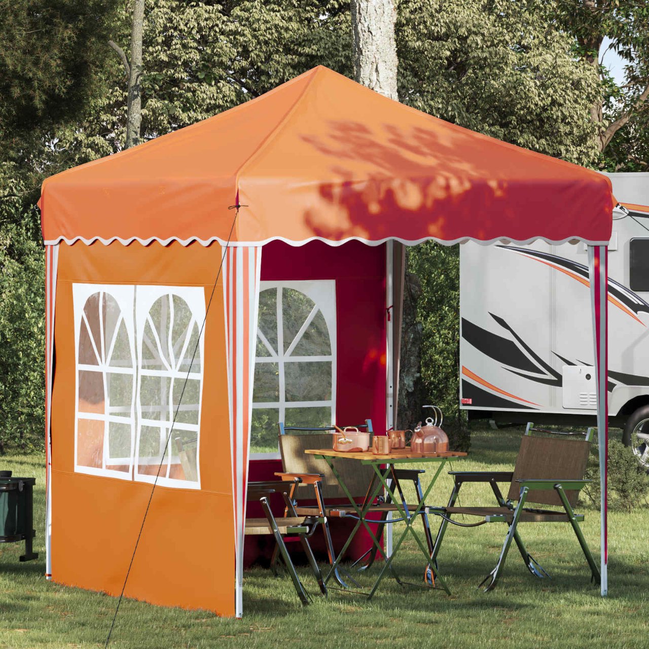 Pop-up Partyzelt 195 x 195 x 245 cm Creme Oxford-Stoff