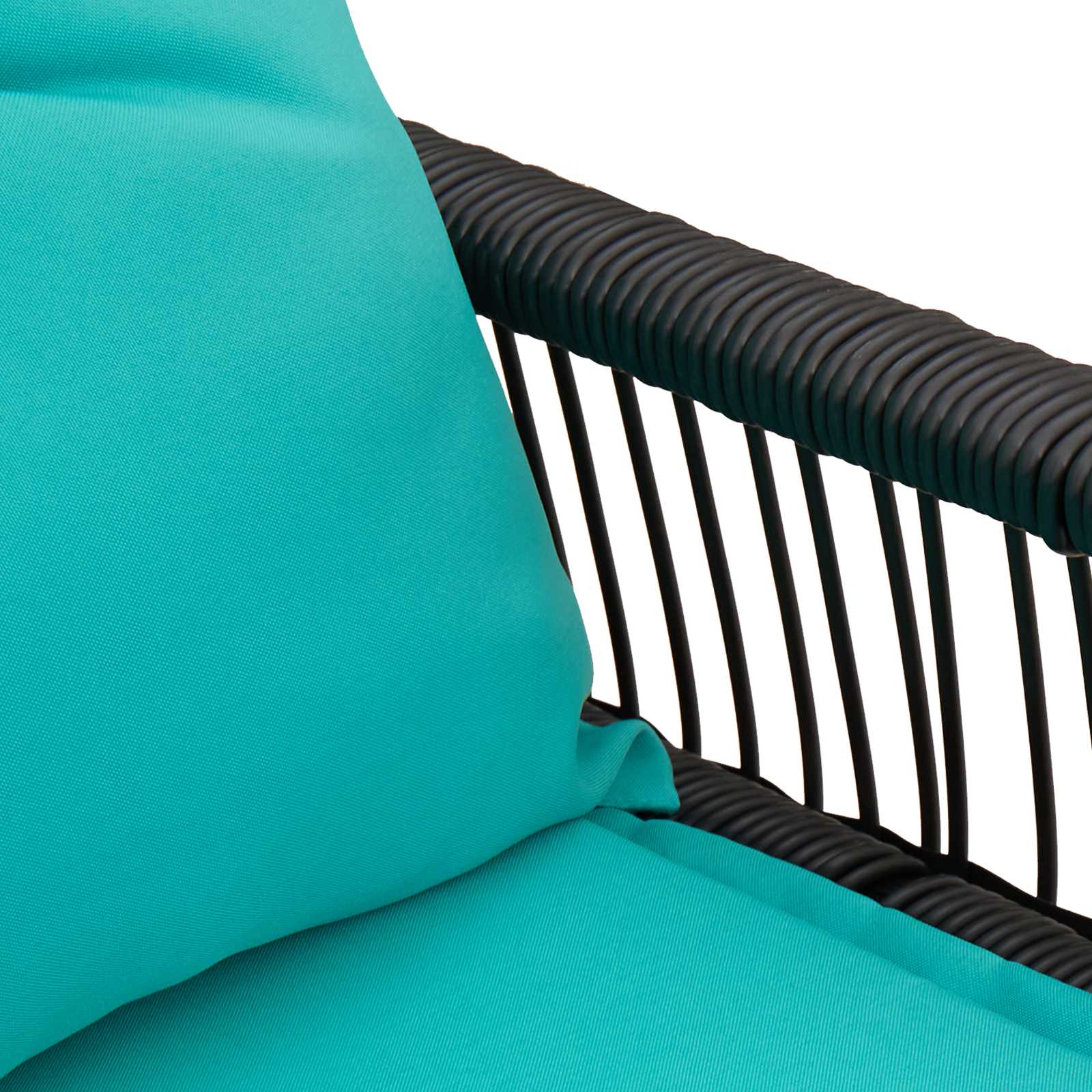 Bank Outdoor mit Kissen 4 pcs Schwarz und Cremeweiß Poly-Rattan