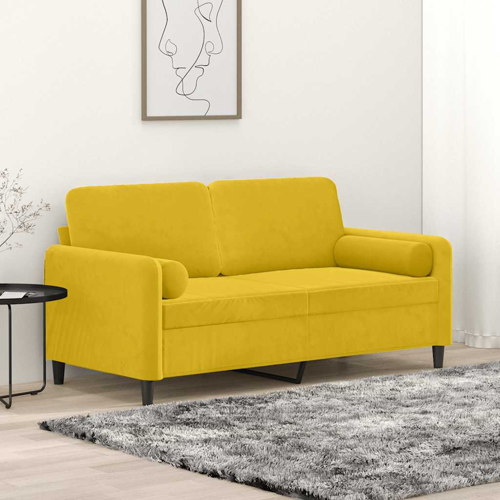 2-Sitzer-Sofa mit Zierkissen Dunkelgrün 120 cm Samt