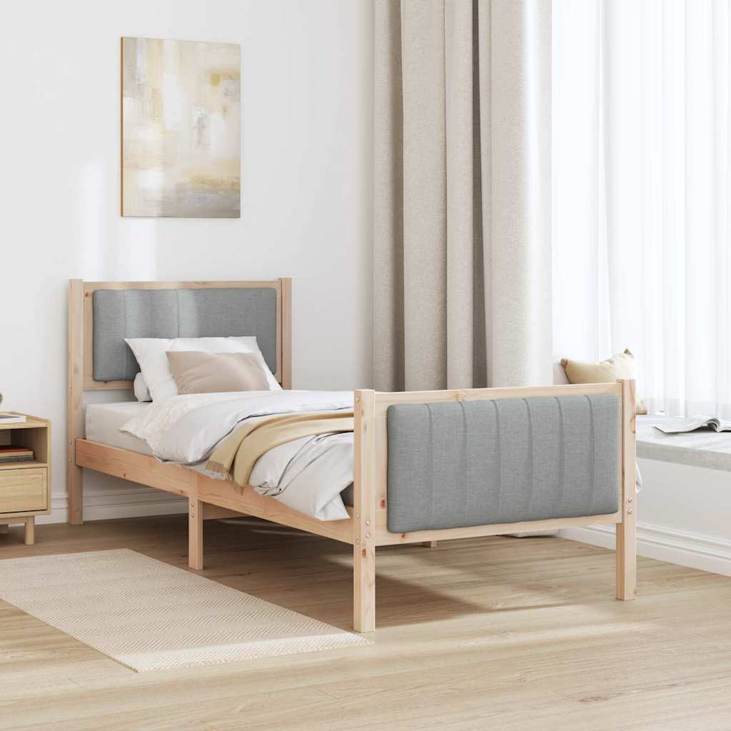 Bettgestell Braun und hellgrau 200 x 200 cm Massivholz Kiefer