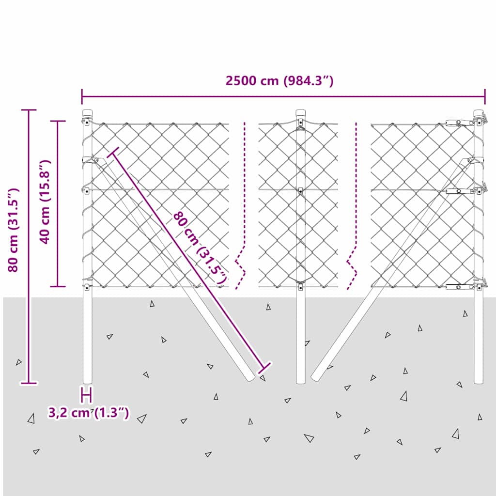 Outdoor Kettenglied-Zaun Erdfixierung 10 x 0,4 m Grün Netz