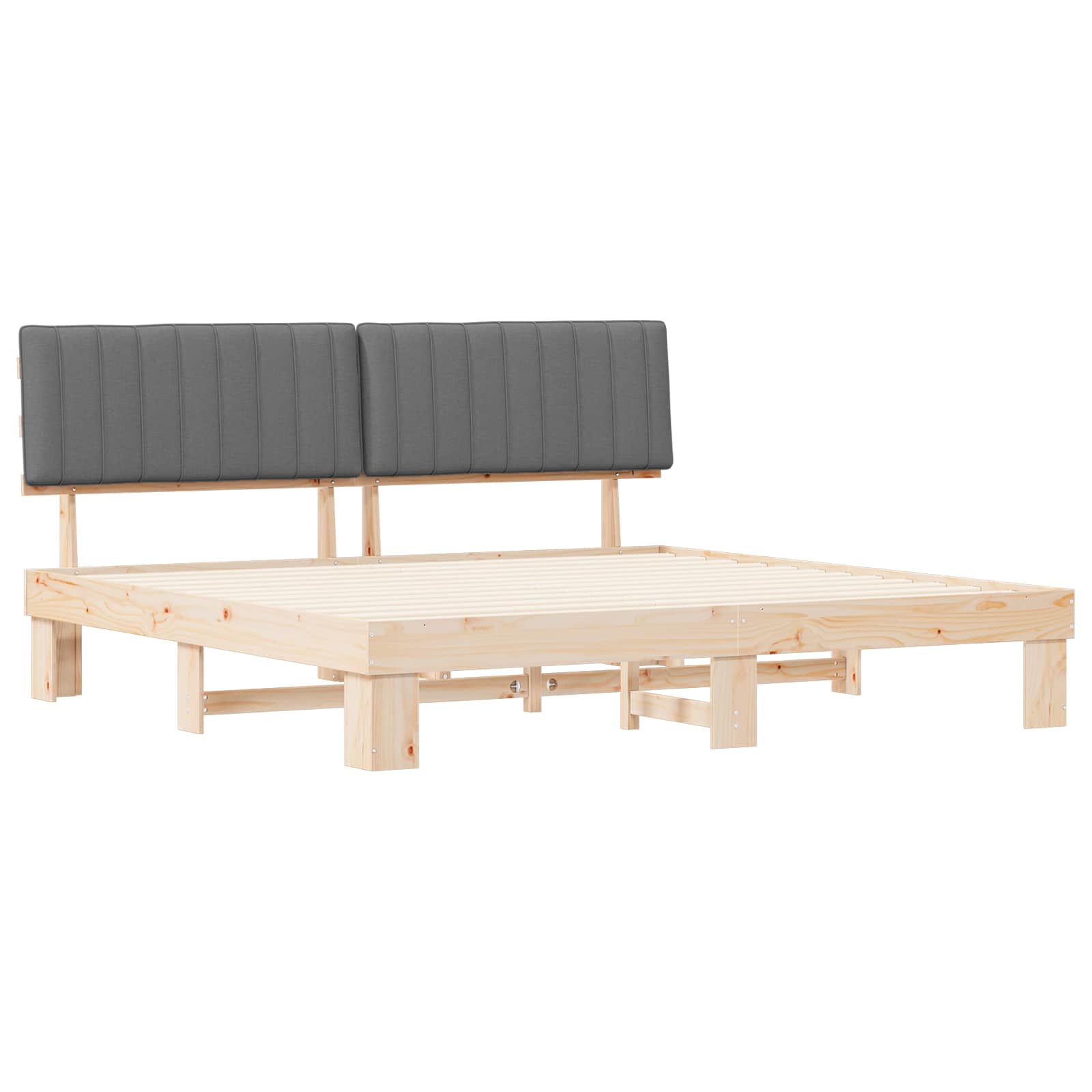 Bettgestell mit gepolstertem Kopfteil Hellgrau 200 x 200 cm